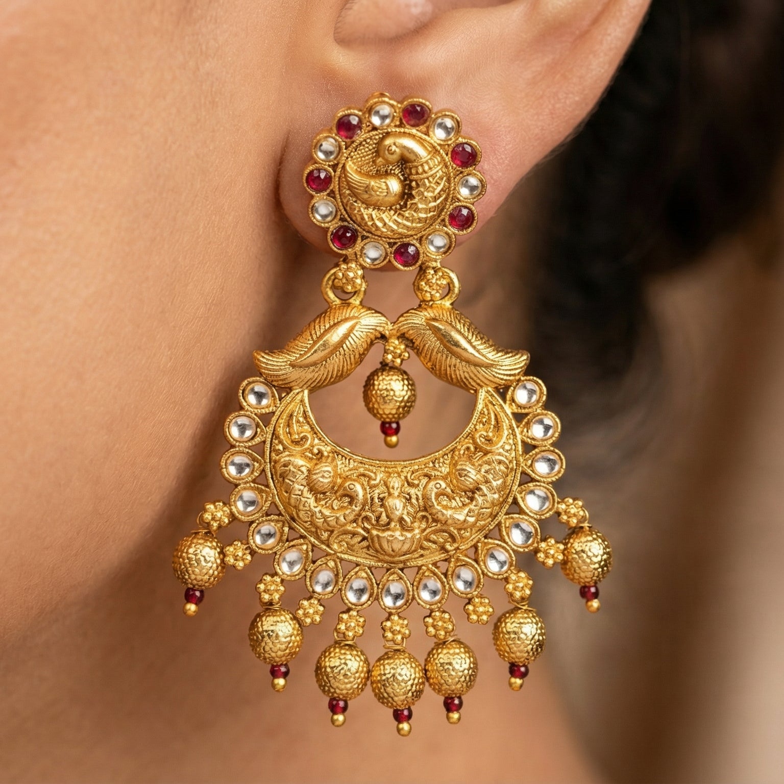 Butigini Rajmayur Chandbali Earrings