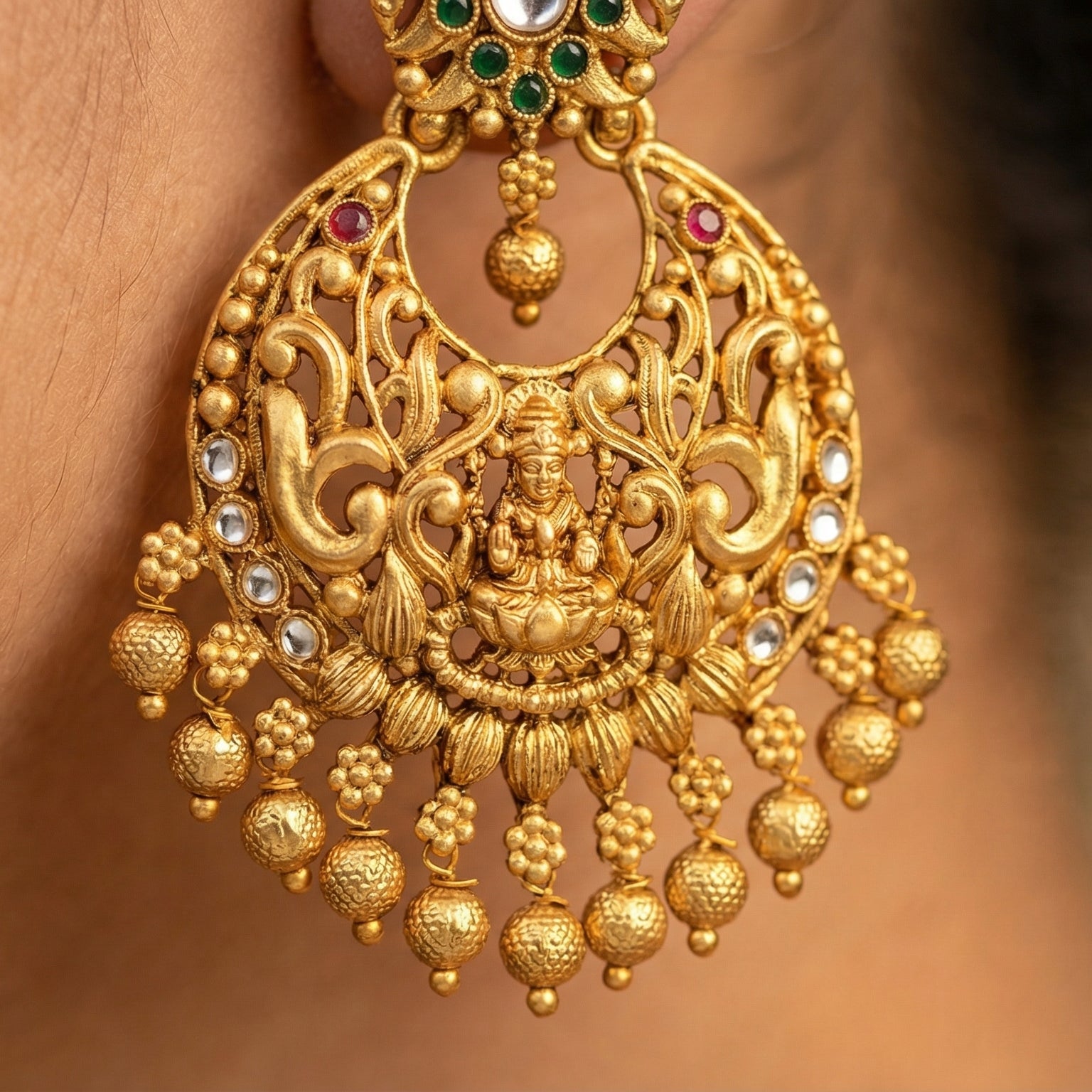 Butigini Swarnadevi Festive Chandbali Earrings
