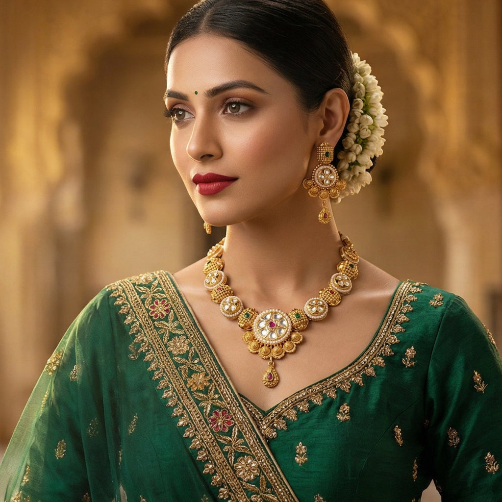 Butigini Swarnalekha Kundan Necklace Set