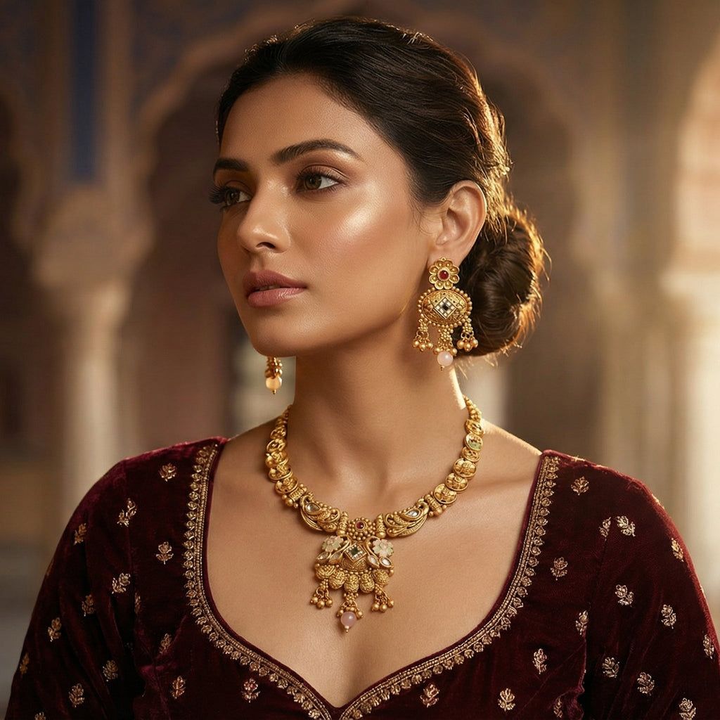 Butigini Rajwadi Heritage Necklace Set