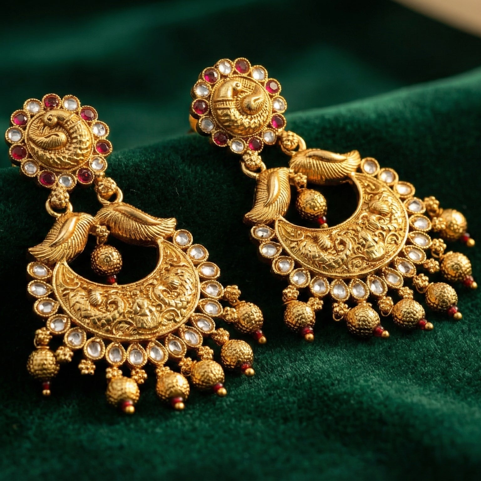 Butigini Rajmayur Chandbali Earrings