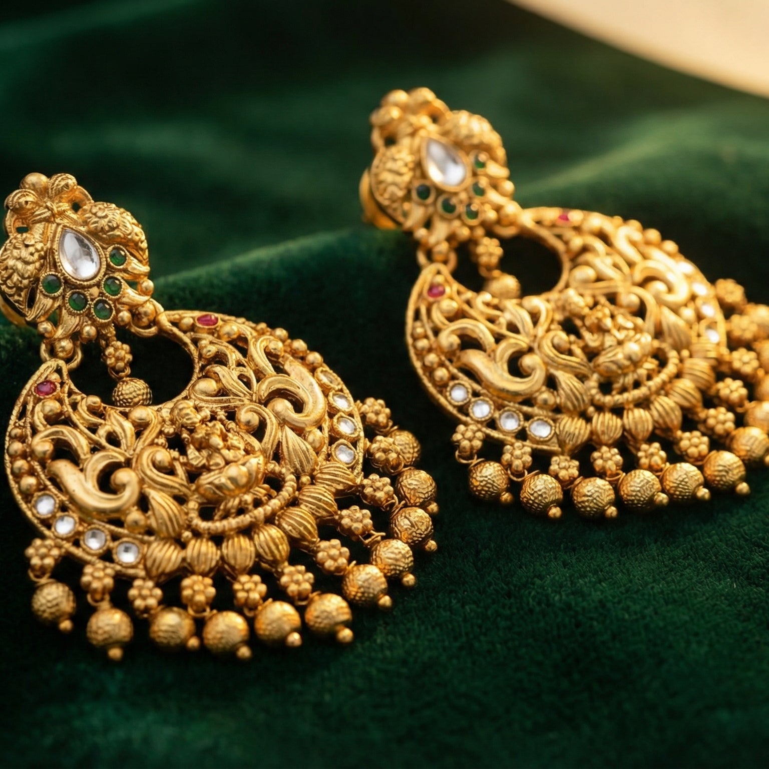 Butigini Swarnadevi Festive Chandbali Earrings