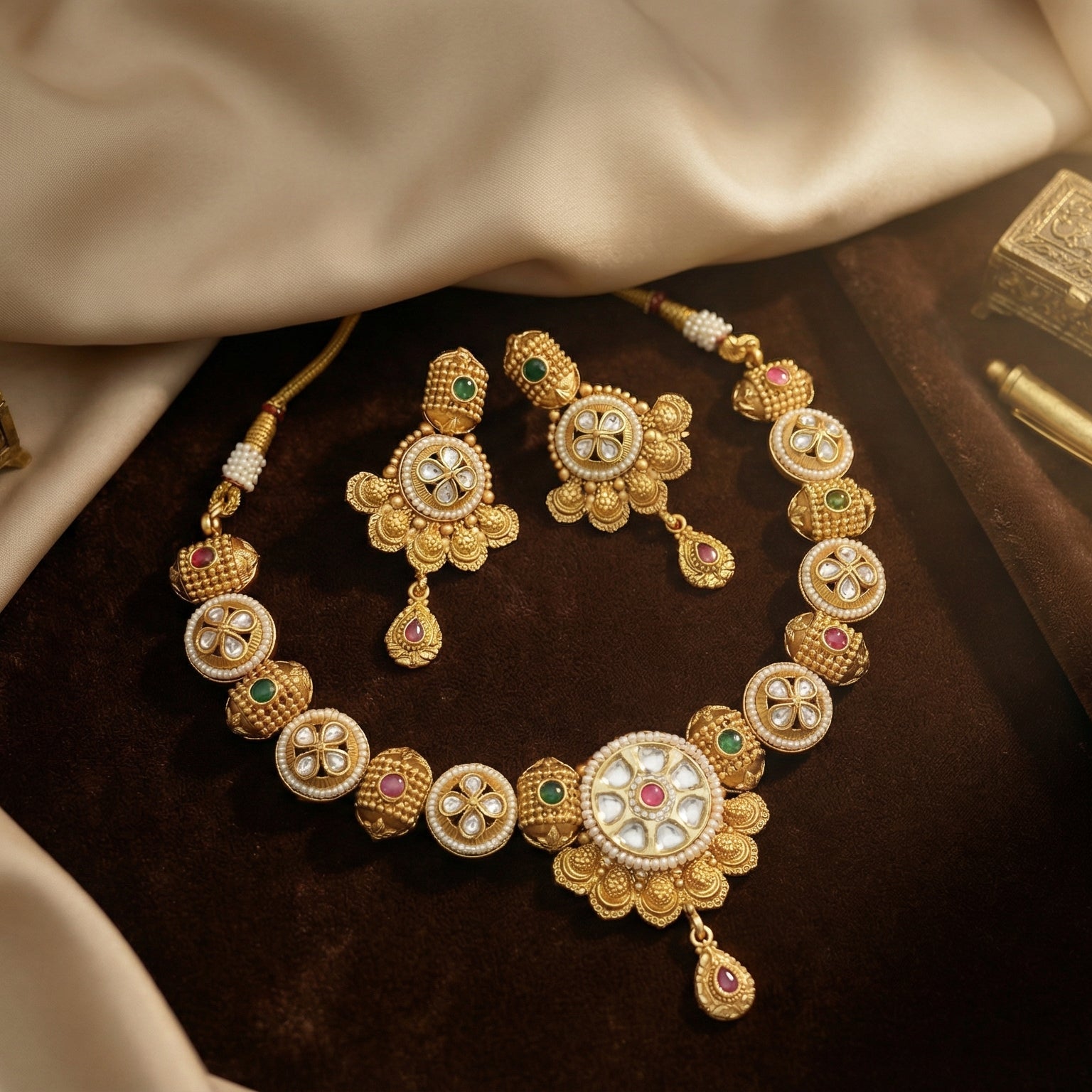 Butigini Swarnalekha Kundan Necklace Set