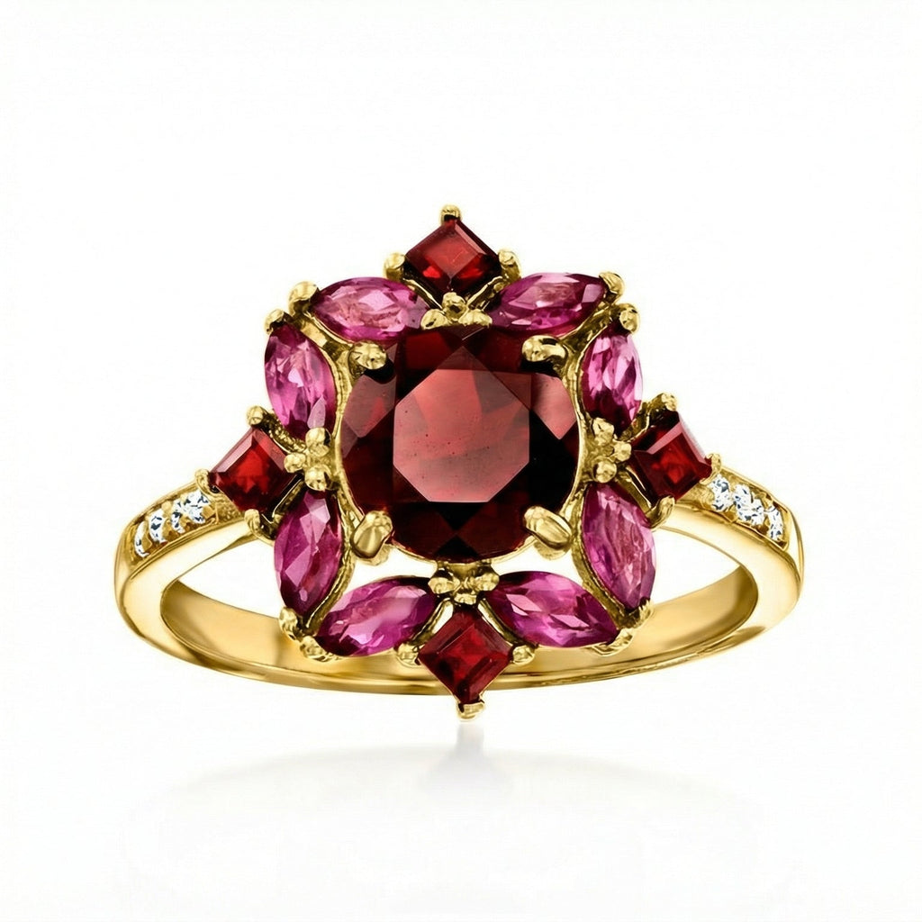 Seraphine Rouge By BUTIGINI | Majestic Floral Garnet Ring