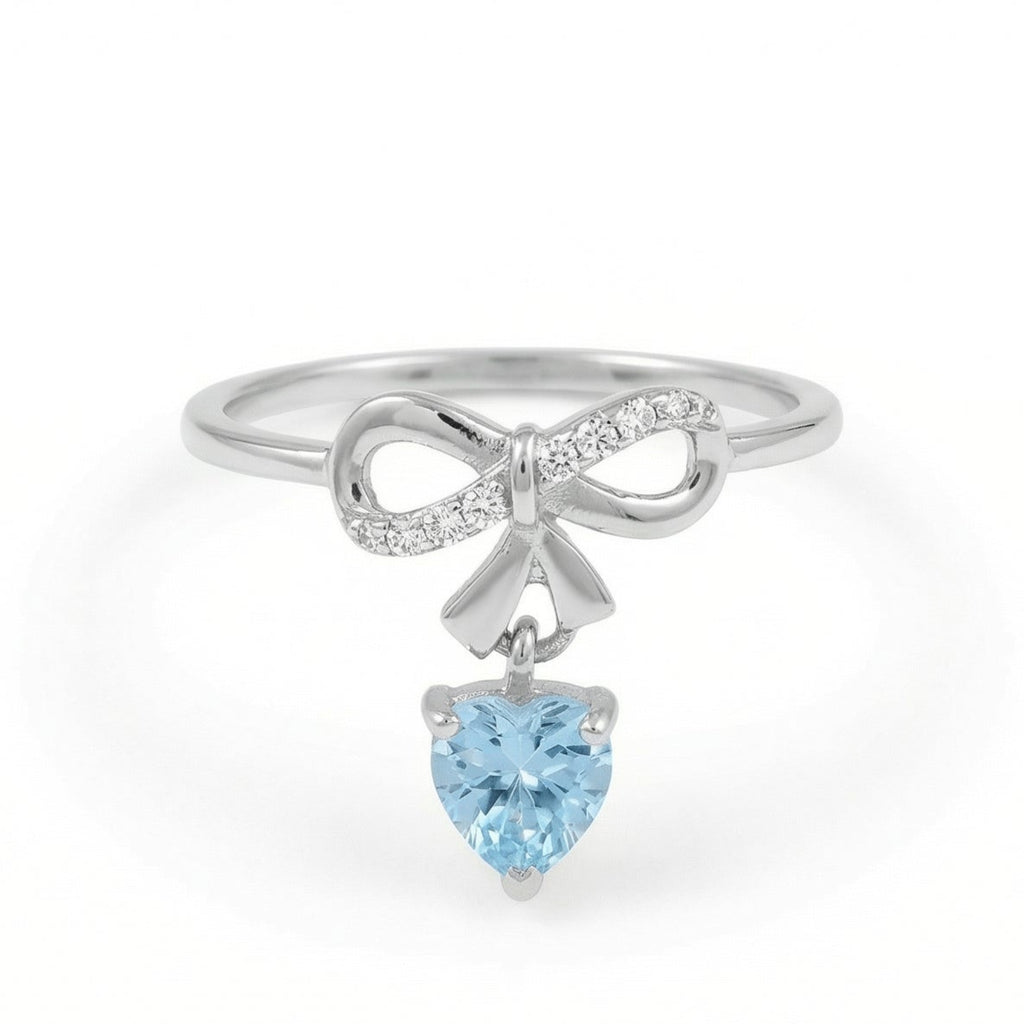 Celestial Knot By BUTIGINI | Sculpted Bow Diamond Ring with Blue Drop | Lab Grown Diamond