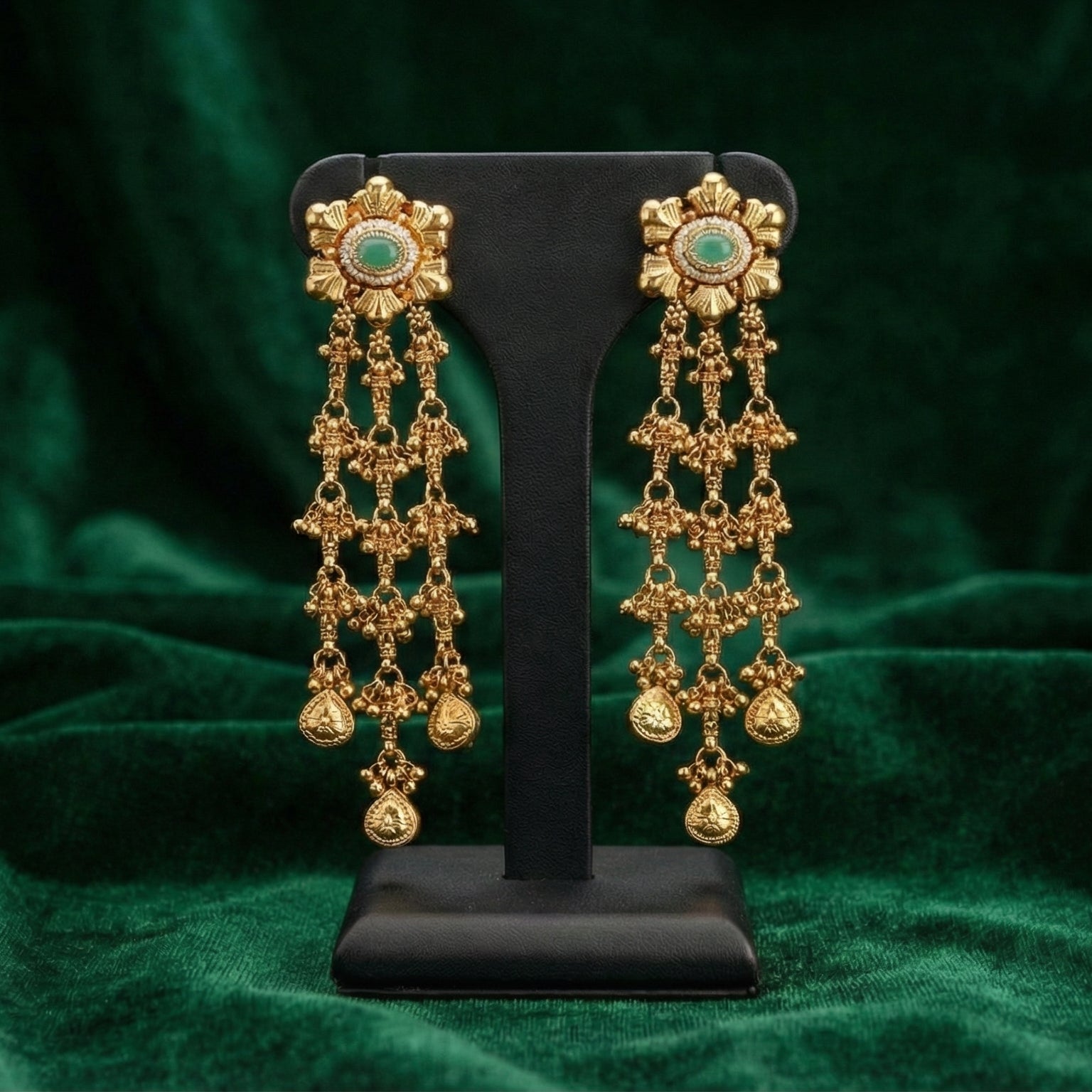 Butigini Floral Crown Tassel Earrings