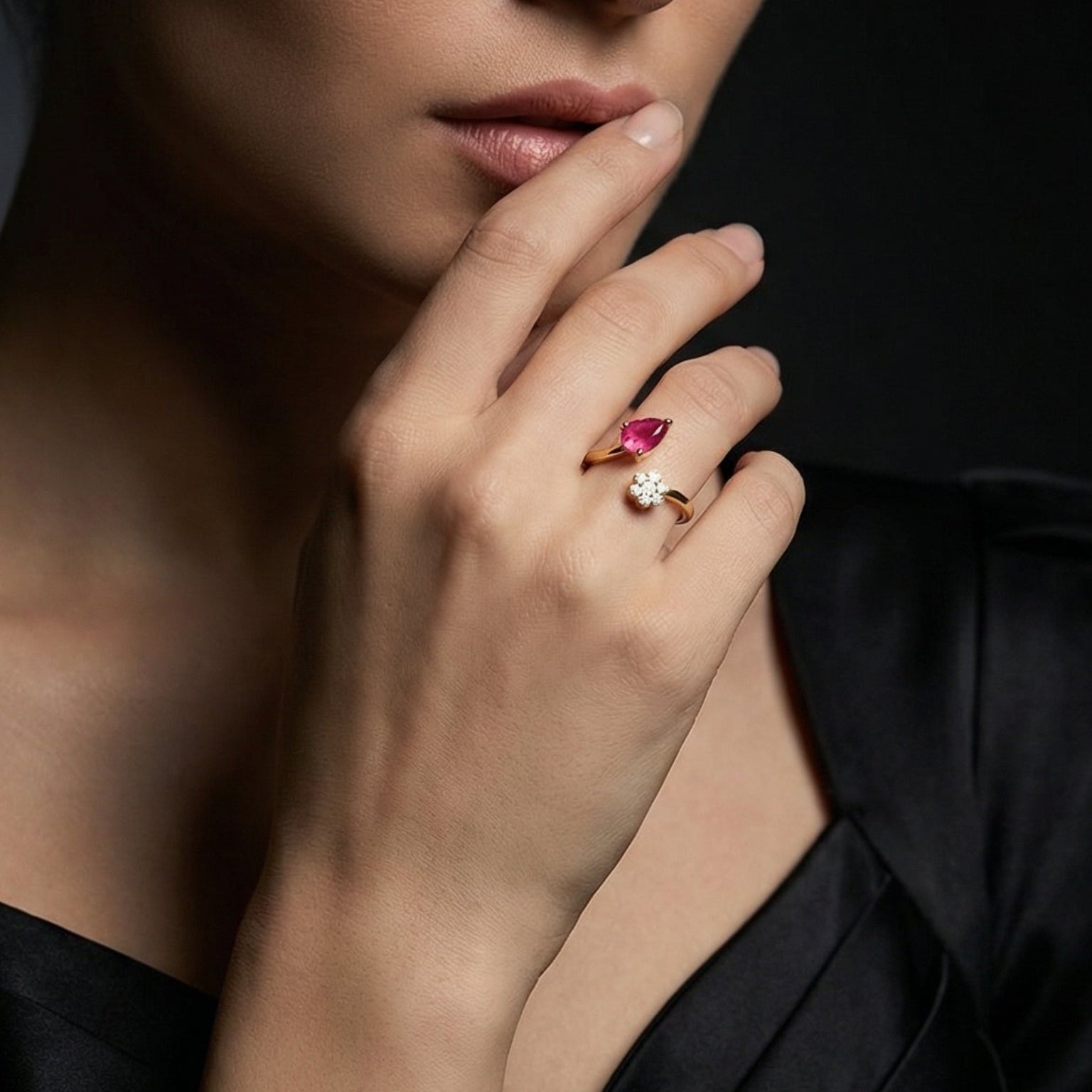 Étoile Rosaline By BUTIGINI | Regal Pink Teardrop Diamond Ring