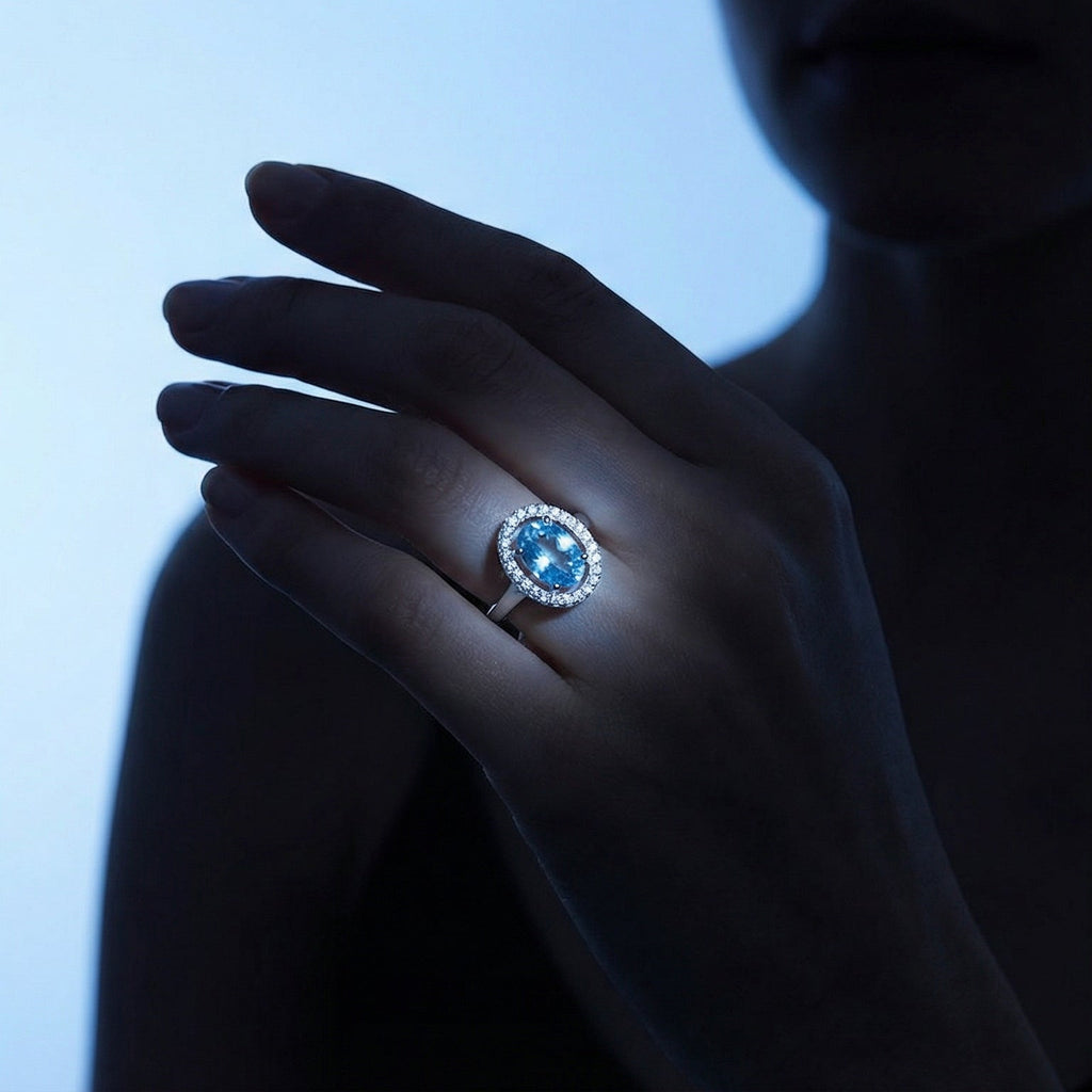 Célestine Azur By BUTIGINI | Parisian Halo Ring | Lab Grown Diamond
