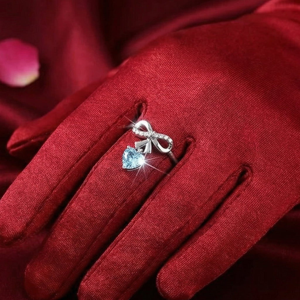 Celestial Knot By BUTIGINI | Sculpted Bow Diamond Ring with Blue Drop | Lab Grown Diamond