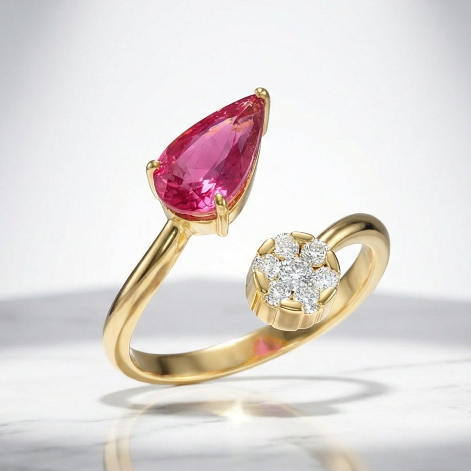 Étoile Rosaline By BUTIGINI | Regal Pink Teardrop Diamond Ring
