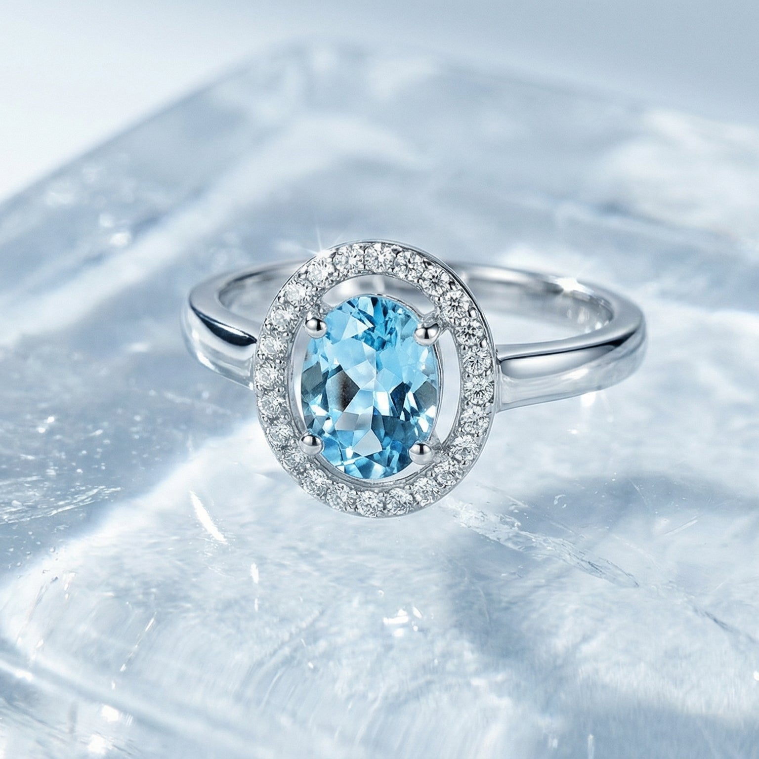 Célestine Azur By BUTIGINI | Parisian Halo Ring | Lab Grown Diamond