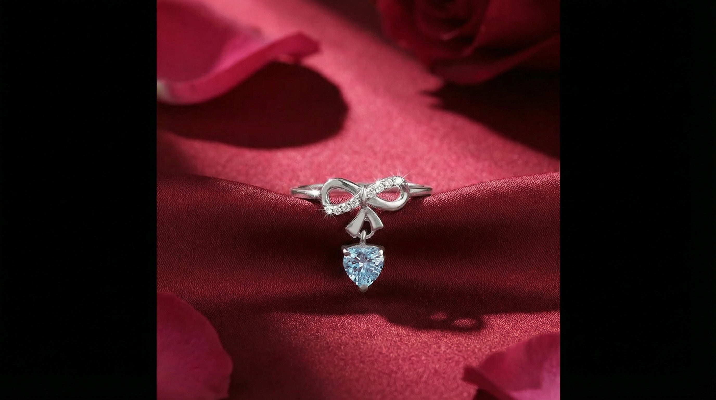Celestial Knot By BUTIGINI | Sculpted Bow Diamond Ring with Blue Drop | Lab Grown Diamond